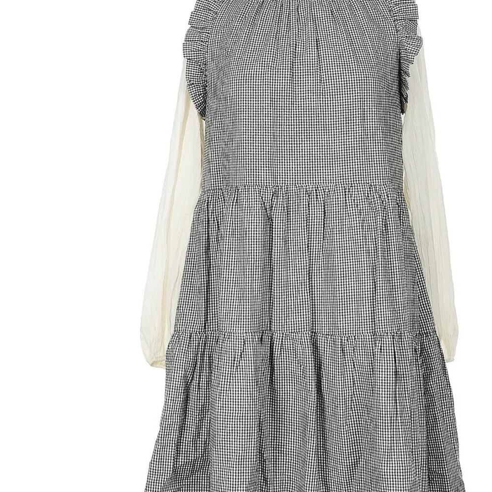 Dark Academia Twee Gingham Ruffle Pinafore Dress Layered Cottagecore Aesthetic M